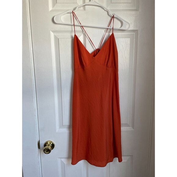 Madewell $88 Layton Mini Slip Dress in Orange Size 8 - Picture 1 of 9